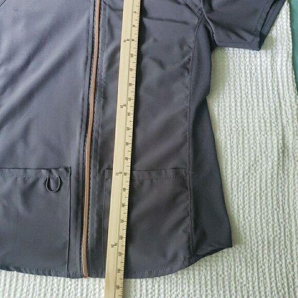 Scrubaid Scrub Top Dark Gray Zipper Front Scrubs Medical Vet Dental Women's S - Picture 7 of 8